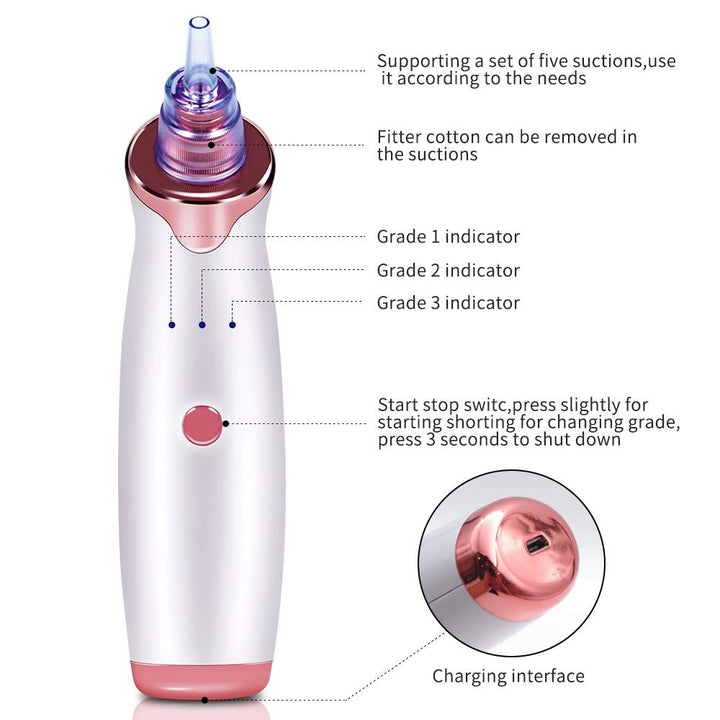 Electric Blackhead Remover, Pore Vacuum Suction, Diamond Dermabrasion Face Cleaner