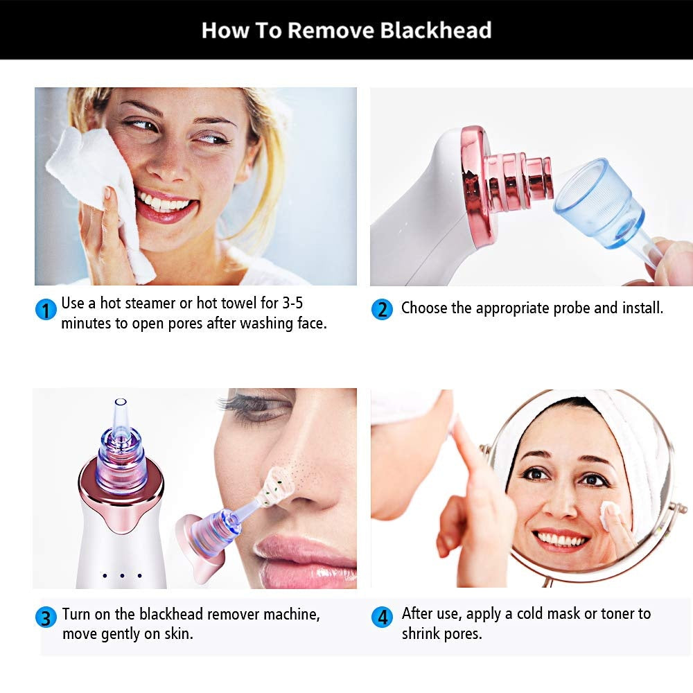 Electric Blackhead Remover, Pore Vacuum Suction, Diamond Dermabrasion Face Cleaner